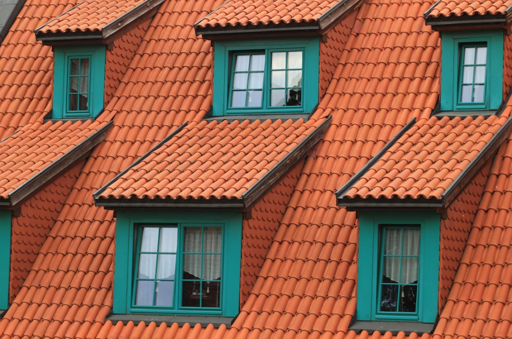 orange shingles on a house