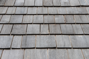  Asphalt shingles on a roof.