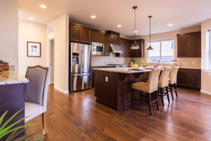 Hardwood floors in a lounge.