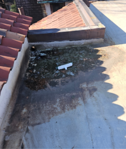A damaged residential roof