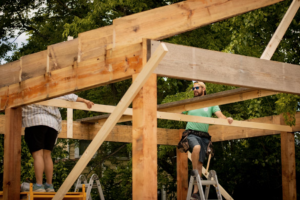 Family-owned contractor team working on a home renovation