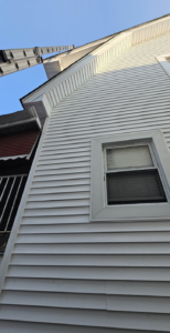 a close-up shot of a house’s siding