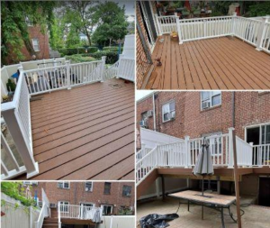 A collage of photos showing repaired decks