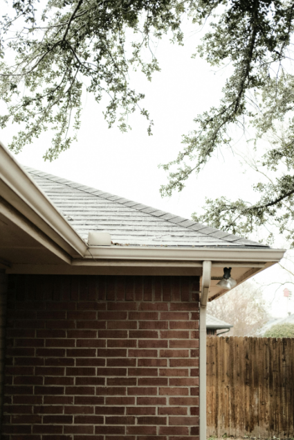 close-up of a gutter system