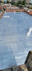 close-up of the roof with metal roofing