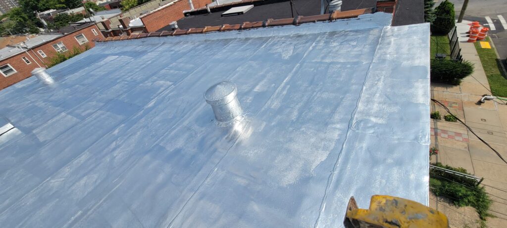 reflective coating on a roof