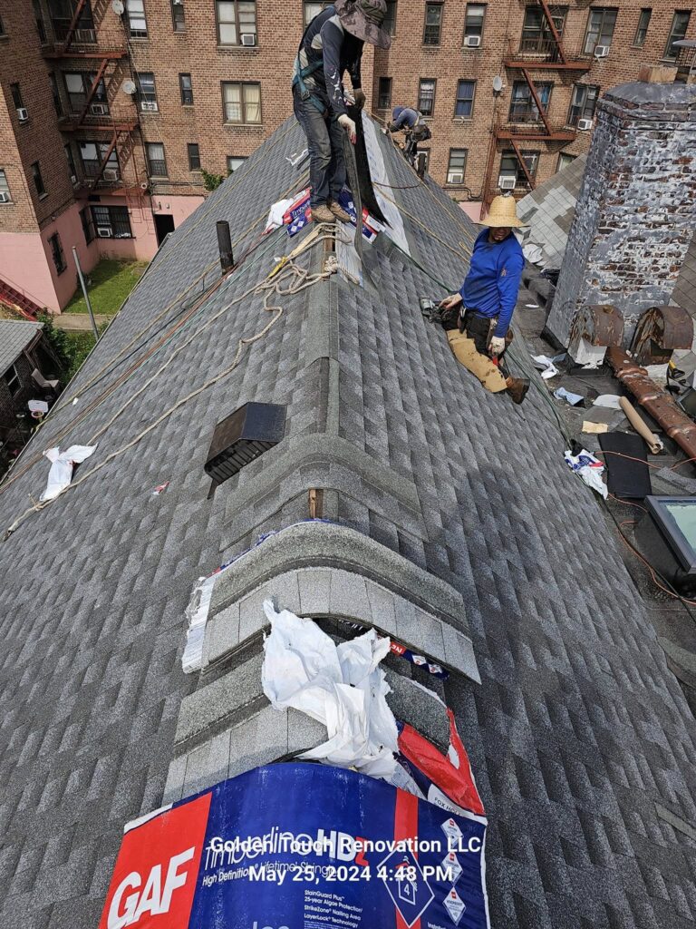 Bronx NY Roofing Company installing asphalt shingles - Golden Touch Renovation LLC
