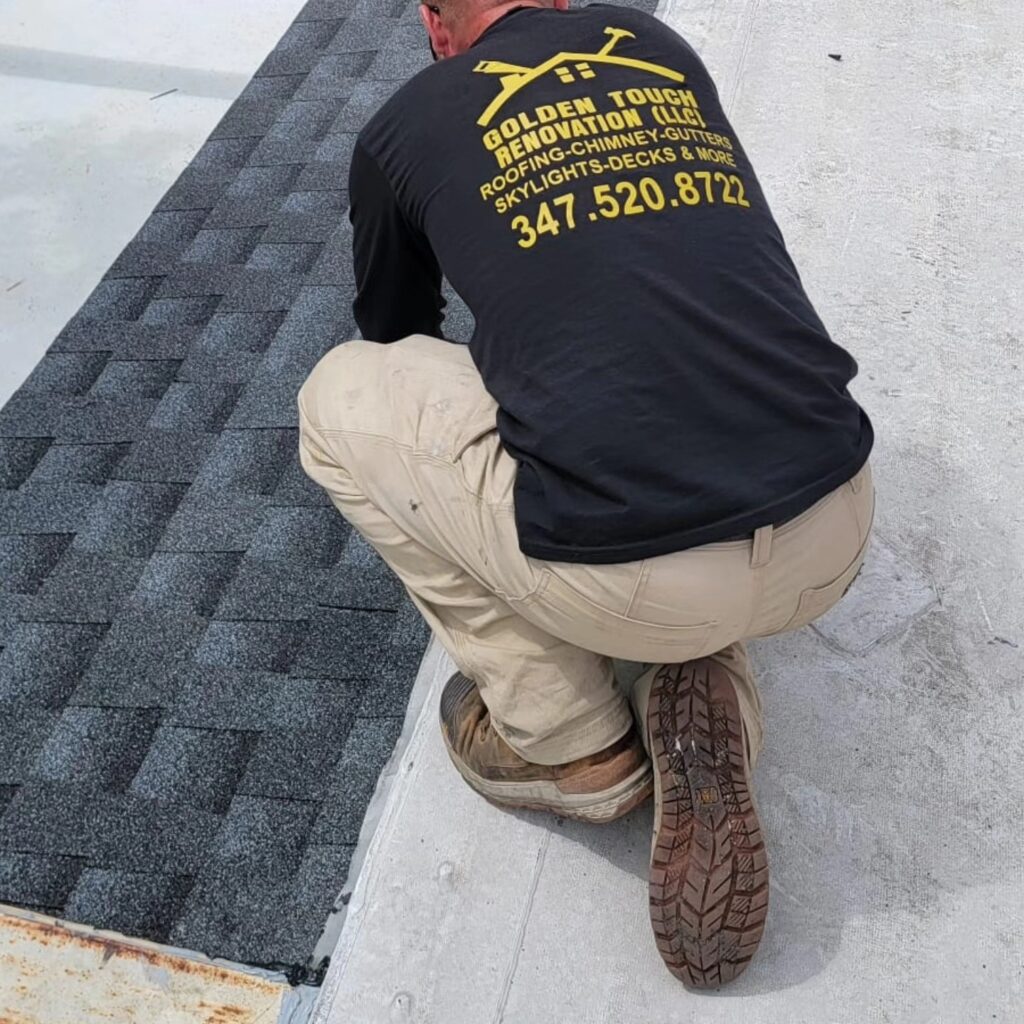 Brnox NY Roofing Company instaling asphlt shingles - Golden Touch Renovation